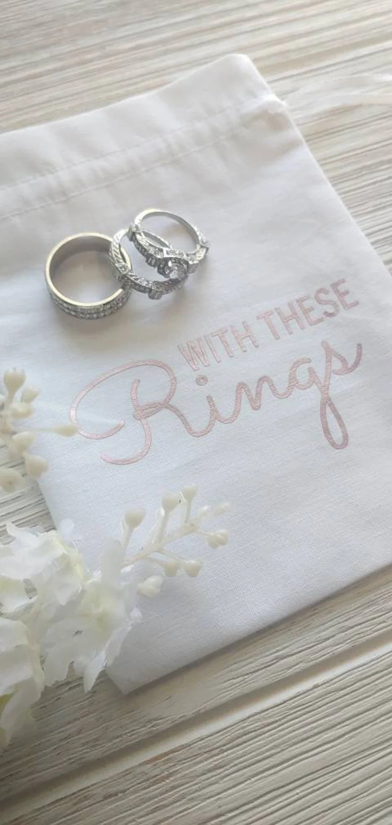 Personalized Wedding Ring Bag White