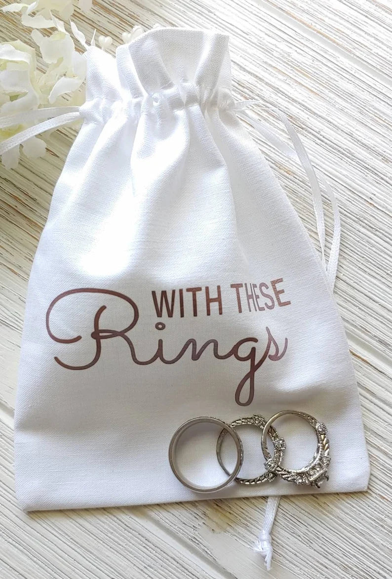 Personalized Wedding Ring Bag White