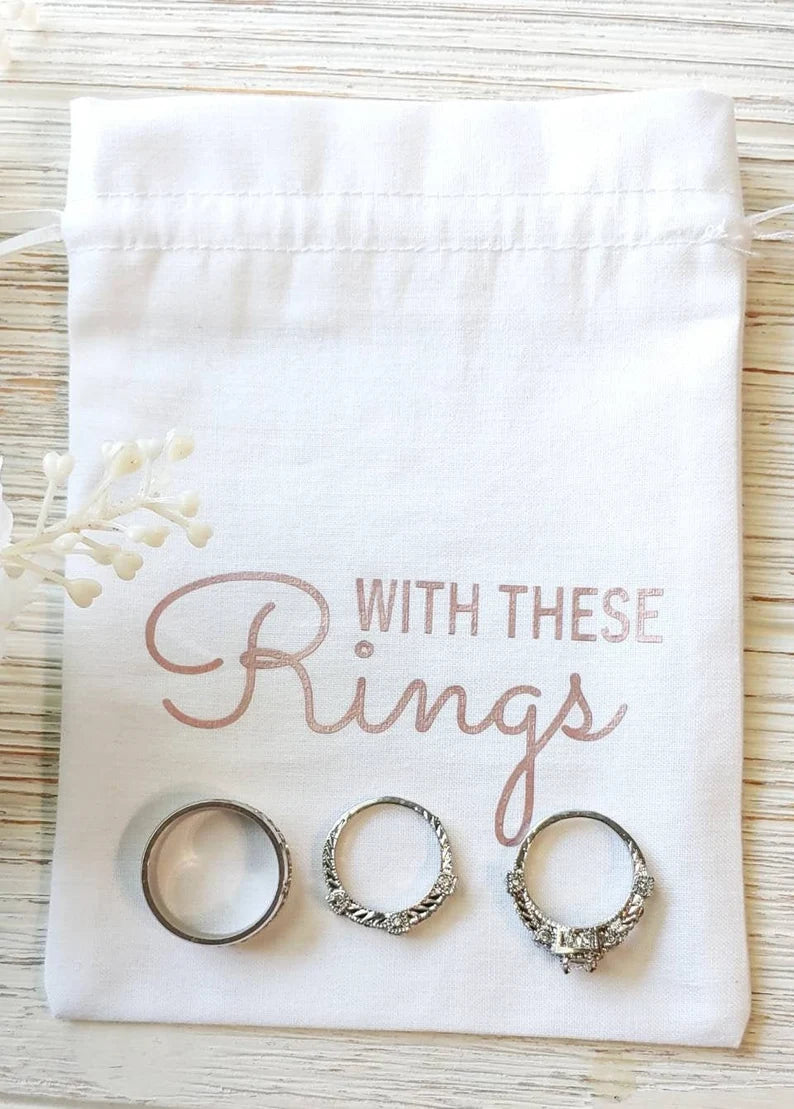 Personalized Wedding Ring Bag White