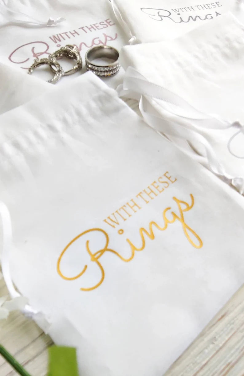 Personalized Wedding Ring Bag White